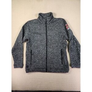 Stormtech Sweater Mens Large L Gray Collared Full Zip Cotton Blend Embroidered